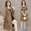 Women's Trench Coats Korean Version Of High-end Temperament Pocket Long Windbreaker Coat Female 2023 Spring Retro Hong Kong Style Slim Tide.