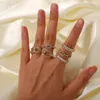 Cluster Rings Gold for Women Diamond Engagement Wedding Accessories Open Size Finger Band Estetiska smycken Femmel