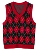 Women's Vests LONGMING 100 Merino Wool Sweater Vest Plaid VNeck 2023 Fall Winter Basic Sleeveless Knit Pullovers Women Clothing 231218