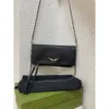 Cowhide Zadig Voltaire ramię Crossbody Wzór Słynny Wing Wing Kobiet Envelope Messenger Bag Designer Luksusowe torebki moda hobo baguette c