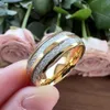 Band Rings 8mm Wedding Band Tungsten Engagement Rings For Men Women Domed Meteorite Inlay Comfort Fit 231218