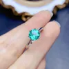 Clusterringen 925 sterling zilver natuurlijke groene Paraiba Solitaire Ring eenvoudige verlovingsbruiloft voor vrouwen