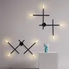 Wandlampen Nordic Schwarz / Gold Metall LED-Lampe Acrylschirme Kreuz Scones Wohnzimmer Sofaseite montierte Beleuchtungskörper