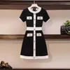 Klänningar tröja klänning kvinnor plus storlek sexig elegant vestidos svart kort ärm koreansk stil stickning klänningar 2020 höstkvinna kläder