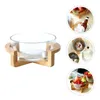 Ensembles de vaisselle, bols, conteneurs de collations aux fruits, plateau à salade domestique avec base, vaisselle de cuisine en bambou, repas en verre