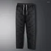 Pantalons pour hommes Hommes Automne Hiver Extérieur Chaud Peluche Coton Épais Leggings Mâle Casual Noir Taille Élastique Cordon De Serrage Pantalon De Sport