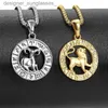 Pendentif colliers Couleur or couleur argent signe du zodiaque pendentif collier pour femmes hommes 12 Constellations en acier inoxydable boîte lien chaîne DropshippingL231218