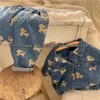 Kläder sätter barns vår och hösten set stiliga pojkar flickor jean jacka jeans två bit barn baby kläder 231218