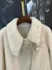 Manteau de fourrure à revers pour femmes, coupe ample, couleur unie, fermeture éclair, Design chaud et confortable, hiver 2023, 1128