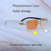 Strass Changement de Couleur Verres Photochromiques Lunettes de Soleil Carter Luxe Iced Out 4 Saison Lunettes Deux Couleurs Lunettes de Soleil Blanc à l'intérieur Noir Corne de Buffle Lunettes de Soleil