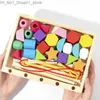 Sortera häckning Stapling Toys Montessori Träleksaker Färgform Matchande pusselspel Färgglad pärlkondition Utbildningsgåva för barn Barn Q231218