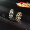 Bagues Vintage Hip Hop Punk en or jaune 14 carats pour hommes, bague de luxe avec chaîne torsadée croisée, bijoux de couleur or pour femmes, cadeaux Anillo Hombre