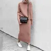 Skirts Knitted 2-piece Set Women's Fall/winter Leisure High Neck Loose Sweater Knitted Skirt Suit Elegant and Fashionable Knitted Suit 231218