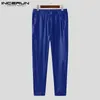 Mens Pants INCERUN Men Sexy Skinny Solid Pantalons Fashion Comfortable Stretch Leather Long Pant Streetwear Allmatch Simple Trousers S5XL 231218