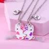 Hanger Kettingen Leuke Kat Hart Magneet Kettingen voor Vrouwen Meisjes Kaii Beste Vrienden Neko Doggy Animal Hanger Ketting BFF Vriendschap sieraden GeschenkenL231218