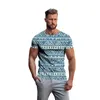 Herren -T -Shirts Sommerweste Hemd gemustert Stammes Runde Hals Kleidung täglich Fitness Sport Vintage Kurzarm gedruckte ethnische Tops