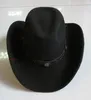 Bérets B-8126 Laine Bowler Chapeau Mâle Fedoras Cowboy Cap Large Brim Mode Homme Laine Imperméable Réglable