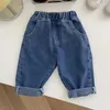 Trousers Baby Pants Solid Kids Jeans Casual Boys Elastic Band Stretch Denim Soft Girls Fashion