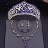 Ketting Oorbellen Set Barokke Bruid Kroon Sets Tiara's Oorbel Prinses Trouwjurk Bruidssieraden Prom Kostuum Accessoires