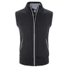 Men's Vests Fashion Knit Vest Coat Zip-up Stand Collar Slim Fleece Winter Warm Thickened Cardigans Waistcoat Coats Clothing