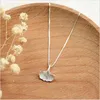 Pendentif Colliers Véritable 925 Sterling Silver Ginkgo Collier pour Femmes Fille Élégant Charme Bijoux Accessoires