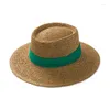 Beralar Erkek Kadın Saman Boater Şapkaları Yaz Sunhat Domuz Pastası Top Cap Sailor Sombrero Beach Fedorora Trilby Seyahat Boyutu 7 1/8-7 1/4 UK M-L