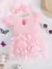 Rompers Mubineo Bady Bady Summer Clothersutefits Seeveless Lace Floral Romper Dress Newborn Outfit（Zft Purple 0-3ヶ月）L231114