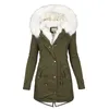 女性用ジャケットホリフェニ冬の女性ウォームジャケット中程度の長い厚いアウトウェア2023レディースフード付きワッドコートスリムパーカコットンパッド