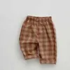 Salopette enfant garçon nouvelle mode pantalon à carreaux Simple pantalon confortable enfant en bas âge garçon rayé coton pantalon large tout-match PantsL231114