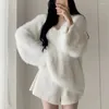 Women's Knits French Soft Glutinous V-neck Loose Mink Velvet Knitted Sweater Womens Temperament Versatile Top