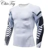 set Mens Swim T Shirt Rash Guard Tops Fashion Print Long Sleeve Compression Surfing Diving Wetsuit UPF 50+ Sun Protection Beachwear