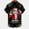 Camisas casuais masculinas Papai Noel 3d Festival de Natal camisa de manga curta para homens moda festa havaiana