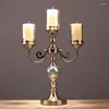 Candle Holders Classical Iron Art Candelabrum Decorative Crystal Glass Branched Stand Living Room Ornament Dining Table Furnishing