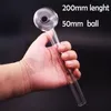 Preço de fábrica 50mm Ball Glass Oil Burner Pipe 200mm Lenght Tubos de fumantes de tubo de fumantes Tobcco Herb Oils Pipe Pipe Pyrex Glass Bong Water