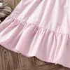 Meisjesjurken babymeisjes roze shirt jurken voor kinderen prinsesjurk katoenen feest outfits korte mouw zomer kinderen kostuums 6 8 10 12 jaar