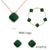 4 Vans Leaf Clover Collier Designer Ensemble de bijoux de luxe Pendentif Colliers Bracelet Boucles d'oreilles Or Argent Nacre Vert Fleur Lien Chaîne Femmes