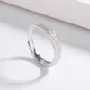 Wedding Rings 100% S925 Sterling Silver Couple Ring for Men and Women Super Sparkling Sky Star Plain Ring Pair Valentine's Day Gift 231218