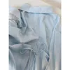 Women's Blouses 2023 Fashion Spring Summer Solid Color Striped Shirt Long-sleeved Bowknot Women