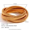 Hip Hop Three Layer Winding Snake Chain Bracelet Gold Plated Stainless Steel Jewelry