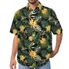 Men's Casual Shirts Tropical Floral Print Neon Tropicana Vacation Shirt Hawaii Fashion Blouses Men Big Size