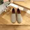 Striped grass-woven small fragrance fishermans shoes women's loafers 2024 Spring and autumn flat-soled breathable casual shoes a pedal