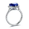 Cluster-Ringe Anster 925 Sterling Silber Liebesherz 3,43 ct Royal Blue Lab Grown Sapphire Schmuck Aquamarin für Frauen Verlobung Hochzeit