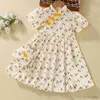 Robes de Fille Bébé Enfants Robes en Mousseline de Soie pour Filles Robes d'été à Fleurs Vêtements pour Enfants Costumes pour Adolescents à Manches Courtes 4 6 7 8 9 10 12 Ans