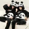 Vêtements de nuit pour hommes hiver épaissir couples pyjamas costume femmes hommes dessin animé panda pijamas ensembles doux chaud pyjama à capuche en peluche amoureux ensemble