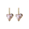 Dingle örhängen koreanska klassiska transparent kristallhjärta för kvinnor söta smycken mode pendientes mujer brincos gåvor