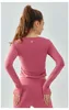 AL Yoga Koszula z długim rękawem Women Women Tight Yoga Shirts Ubrania na długi rękawowy top V Neck Fitness DSL637
