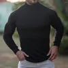 Herren-T-Shirts, Herren-Herbst-Workout-Langarm-Unterhemd-T-Shirt