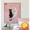 La Luna Katzenkarte, Mond, rosa Wandteppich, Heimdekoration