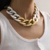 Collier ras du cou épais en plaqué or style Hip Hop, chaîne à maillons cubains pour femmes