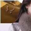Romantyczna błyszcząca luksusowa biżuteria 925 Srebro Srebrna Pave White Sapphire CZ Diamond Blemone Obiecaj Księżyc Dangle Earring FO9952465